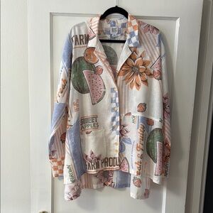 BDG Multicolor Graphic Button-Up Shirt